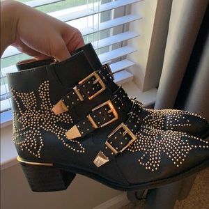 Booties with gold accents